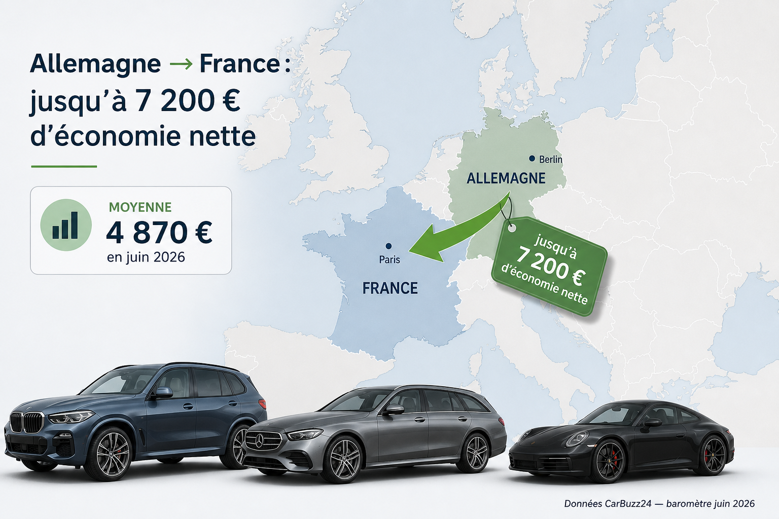 Prix import auto Allemagne vs France - Baromètre Juin 2026
